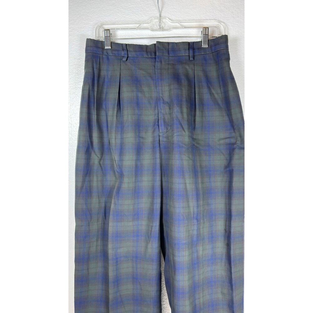 VTG Polo Ralph Lauren Blackwatch Plaid Cinch Waist Pleated Pants Men's 30x30 - Picture 3 of 14